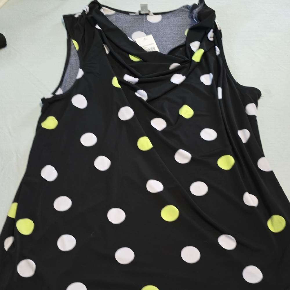 Cato White and Yellow Asymmetrical Tank Top